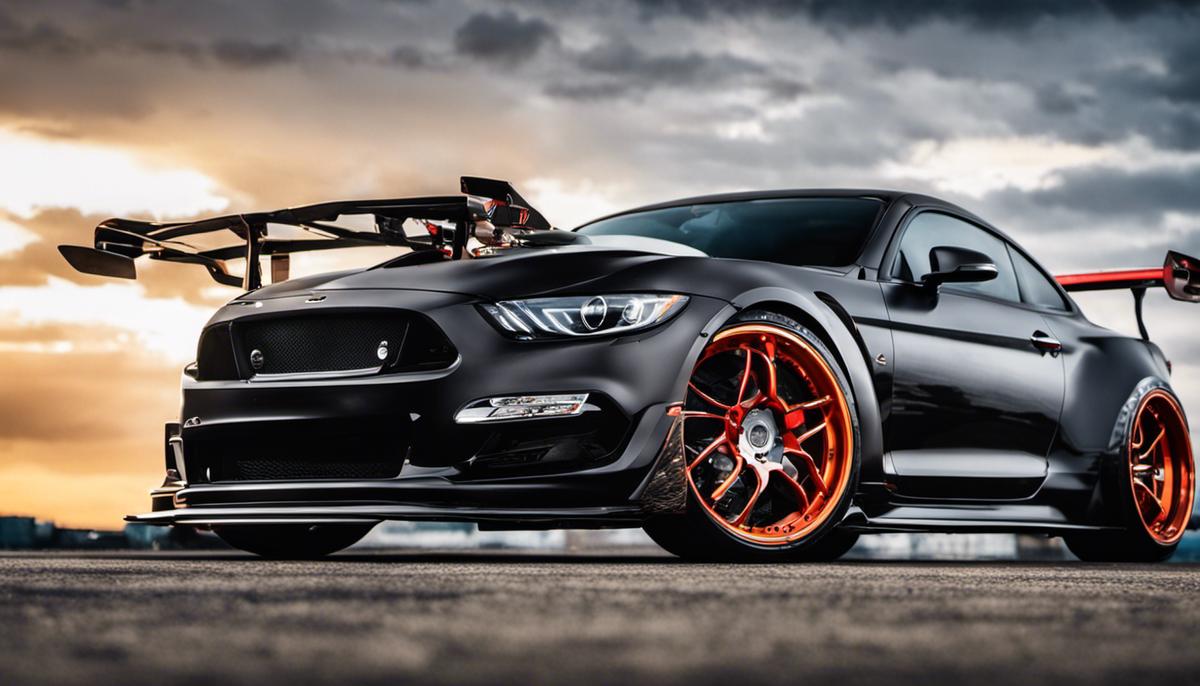 Image of a modified car with various aftermarket parts, showcasing the aesthetic appeal and performance enhancements.